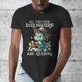All The Cool Dinosaurs Are Reading Book Reader T-Rex Kawaii Men's V-Neck T-Shirt