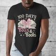 Coquette 100 Days Of Bows Books Reading 100th Day Of School Men's V-Neck T-Shirt Coquette 100 Days Of Bows Books Reading 100th Day Of School Men's V-Neck T-Shirt