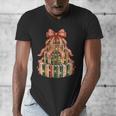 Coquette Christmas Book Tree Xmas Lights Librarian Teacher Men's V-Neck T-Shirt Coquette Christmas Book Tree Xmas Lights Librarian Teacher Men's V-Neck T-Shirt