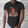Cozy Gingerbread Christmas Reading Book Xmas Snowflakes Fall Men's V-Neck T-Shirt