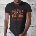 Cozy Season Autumn Leaves Books Pumpkins Fall Halloween Men's V-Neck T-Shirt