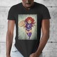 The Crimson Crescent 90s Retro Comic Book Superheroine Art Men's V-Neck T-Shirt