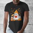 Cute Beanie Ghost Bookworm Cozy Book Reading Halloween Men's V-Neck T-Shirt Cute Beanie Ghost Bookworm Cozy Book Reading Halloween Men's V-Neck T-Shirt
