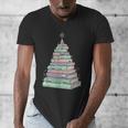 Cute Bookmas Christmas Book Tree Book Lover Teacher Men's V-Neck T-Shirt