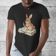Cute Bunny Reading Book Glasses Bookworm Men's V-Neck T-Shirt