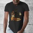 Cute Cat Book Flowers Men's V-Neck T-Shirt Cute Cat Book Flowers Men's V-Neck T-Shirt