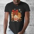 Cute Christmas Books Gingerbread Xmas Book Lover Teacher Men's V-Neck T-Shirt