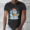 Cute Christmas Penguin Reading Book Cozy Winter Holiday Art Men's V-Neck T-Shirt Cute Christmas Penguin Reading Book Cozy Winter Holiday Art Men's V-Neck T-Shirt