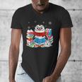 Cute Christmas A Penguin Reading Book Snowflake Hot Teacher Men's V-Neck T-Shirt Cute Christmas A Penguin Reading Book Snowflake Hot Teacher Men's V-Neck T-Shirt
