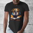 Cute Dog English Bulldog Reading Book Men's V-Neck T-Shirt Cute Dog English Bulldog Reading Book Men's V-Neck T-Shirt