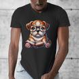 Cute Dog Puppy English Bulldog Reading Book Men's V-Neck T-Shirt Cute Dog Puppy English Bulldog Reading Book Men's V-Neck T-Shirt