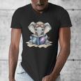 Cute Elephant Reading Universe Book Men's V-Neck T-Shirt