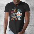 Cute Ghost Book Halloween Spooky Boo School Art Teacher Men's V-Neck T-Shirt
