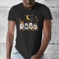 Cute Ghost Drinking Coffee Halloween Fall Ghost Book Reading Men's V-Neck T-Shirt