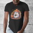 Cute Ghost Drinking Coffee Halloween Reading Book Retro Men's V-Neck T-Shirt Cute Ghost Drinking Coffee Halloween Reading Book Retro Men's V-Neck T-Shirt