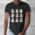 Cute Ghost Reading Books Teacher Halloween Reading Men Women Kids Men's V-Neck T-Shirt