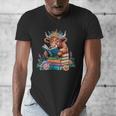 Cute Highland Cow Reading Book Baby Cow Bookworm Men's V-Neck T-Shirt