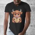 Cute Highland Cow Reading Book Men's V-Neck T-Shirt