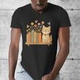 Cute Kawaii Cat Books Flowers Men's V-Neck T-Shirt