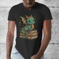 Cute Kawaii Dragon Fantasy Book Lover Book Nerd Men's V-Neck T-Shirt