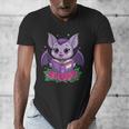 Cute Pastel Goth Bat Reading Book Men's V-Neck T-Shirt