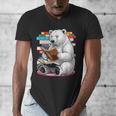 Cute Polar Bear Is Reading a Book Reading Polar Bear Men's V-Neck T-Shirt Cute Polar Bear Is Reading a Book Reading Polar Bear Men's V-Neck T-Shirt