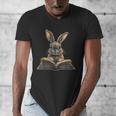 Cute Rabbit Bunny Book Lover Men's V-Neck T-Shirt
