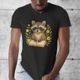 Cute Raccoon Reading Book Flowers Floral Men's V-Neck T-Shirt
