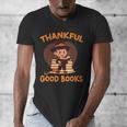 Cute Thanksgiving Teacher Librarian Thankful Reading Books Men's V-Neck T-Shirt