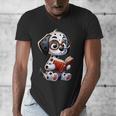 Dalmatian Reading a Book Dog Men's V-Neck T-Shirt