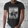 Defend Your Local Library Knight Cat Rider Book Lover Men's V-Neck T-Shirt Defend Your Local Library Knight Cat Rider Book Lover Men's V-Neck T-Shirt