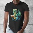 Dragon With Book Men's V-Neck T-Shirt Dragon With Book Men's V-Neck T-Shirt