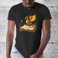 Dragon Fantasy Book Lover Bookish Reader Bookworm Wildflower Men's V-Neck T-Shirt