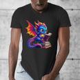 Dragon Reading a Book Bookworm Book Lover Men's V-Neck T-Shirt Dragon Reading a Book Bookworm Book Lover Men's V-Neck T-Shirt