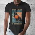 Drink Coffee Read Books Dismantle Systems Of Oppression Cat Men's V-Neck T-Shirt Drink Coffee Read Books Dismantle Systems Of Oppression Cat Men's V-Neck T-Shirt