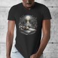 Duck Reading Book Full Moon Lake Scenery Men's V-Neck T-Shirt