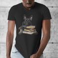 Dutch Shepherd Books Reading Dog Breed Graphic Men's V-Neck T-Shirt Dutch Shepherd Books Reading Dog Breed Graphic Men's V-Neck T-Shirt