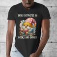 Easily Distracted By Books And Gnomes Book Reading Gnome Men's V-Neck T-Shirt
