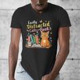 Easily Distracted By Cats And Books Book & Cat Lover Men's V-Neck T-Shirt