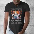 Easily Distracted By Coffee Cats And Books Men's V-Neck T-Shirt