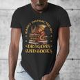 Easily Distracted By Dragons And Books Fantasy Book Lover Men's V-Neck T-Shirt Easily Distracted By Dragons And Books Fantasy Book Lover Men's V-Neck T-Shirt
