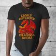 Easily Distracted By Dragons And Books Reading Men's V-Neck T-Shirt Easily Distracted By Dragons And Books Reading Men's V-Neck T-Shirt