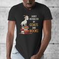 Easily Distracted By Goats And Books Goats And Book Reading Men's V-Neck T-Shirt Easily Distracted By Goats And Books Goats And Book Reading Men's V-Neck T-Shirt