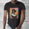 Educated Afro Girl Reading Book Lover History Month Men's V-Neck T-Shirt Educated Afro Girl Reading Book Lover History Month Men's V-Neck T-Shirt
