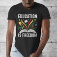 Education Is Freedom Books History Teacher Kids Men's V-Neck T-Shirt Education Is Freedom Books History Teacher Kids Men's V-Neck T-Shirt