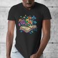 Enchanted Open Book With Blooming Flowers Men's V-Neck T-Shirt