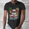 English Bulldog Reading a Book Dog Men's V-Neck T-Shirt
