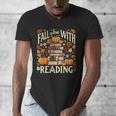 Fall In Love With Reading Book Autumn Pumpkins And Teachers Men's V-Neck T-Shirt Fall In Love With Reading Book Autumn Pumpkins And Teachers Men's V-Neck T-Shirt