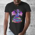 Fantasy Dragon Reading Books Bookworm Men's V-Neck T-Shirt
