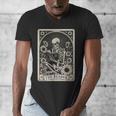 Floral The Reader Tarot Card Skeleton Reading Book Men's V-Neck T-Shirt